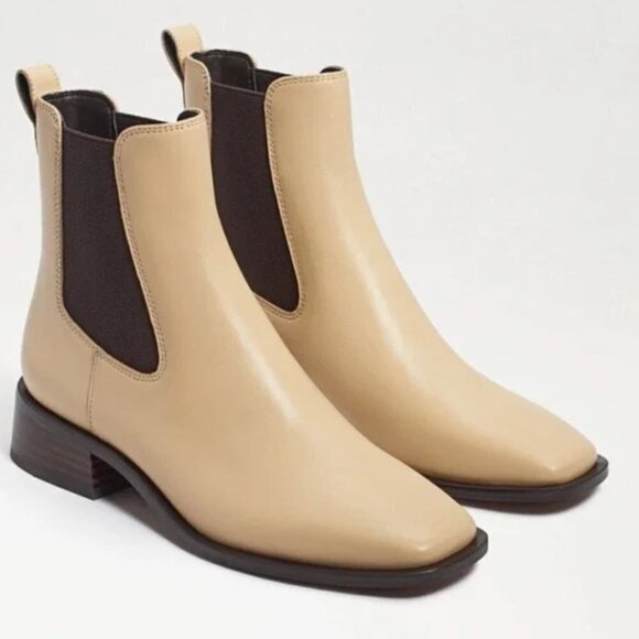 Sam Edelman Womens Thelma Leather Square Toe Ankle Boots - Picture 1 of 10